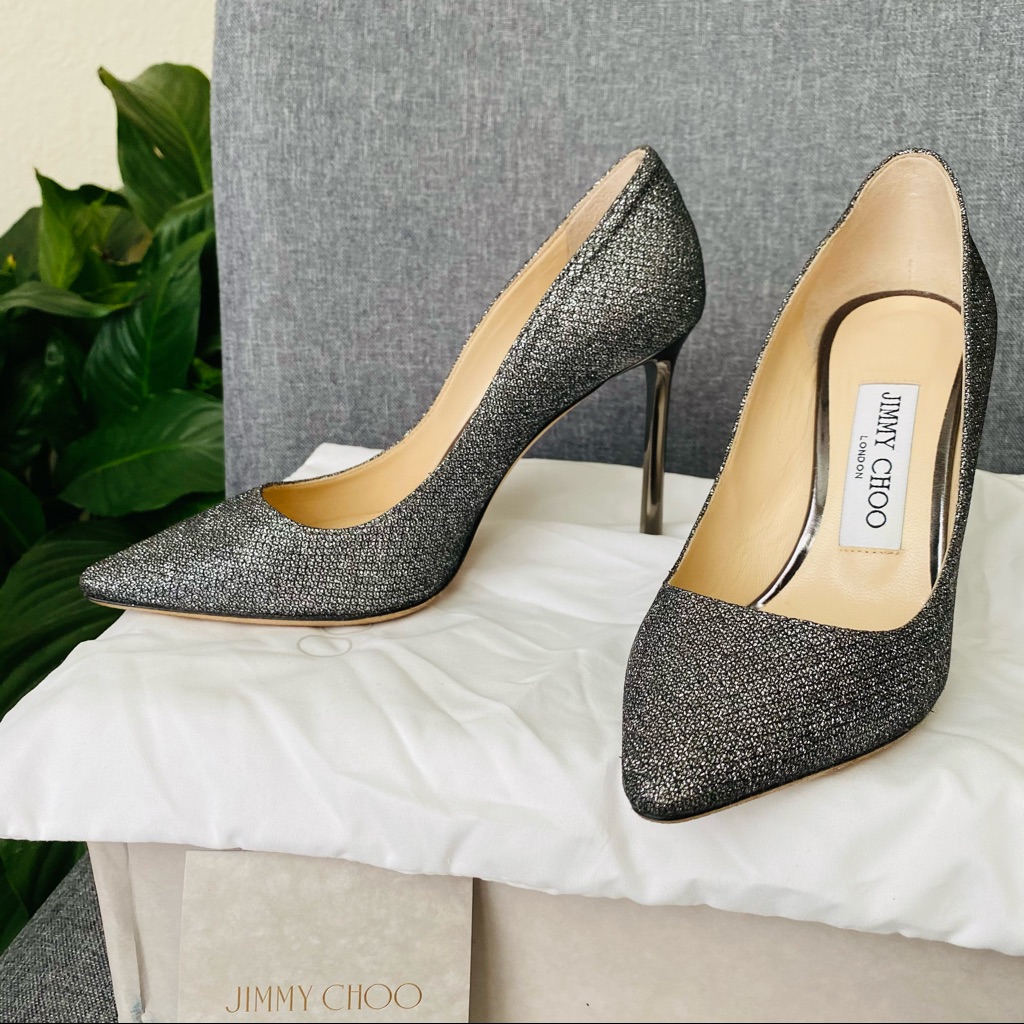 Jimmy Choo Romy 100, Lame Glitter Point Toe Pump
